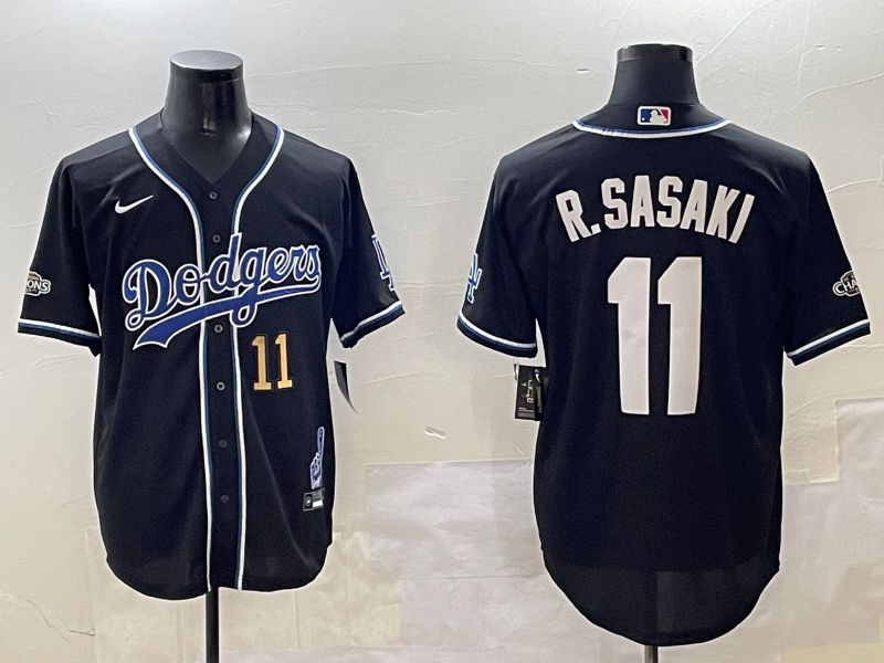 Men Los Angeles Dodgers #11 R.Sasaki Black Fashion Game 2025 Nike MLB Jersey style 30611